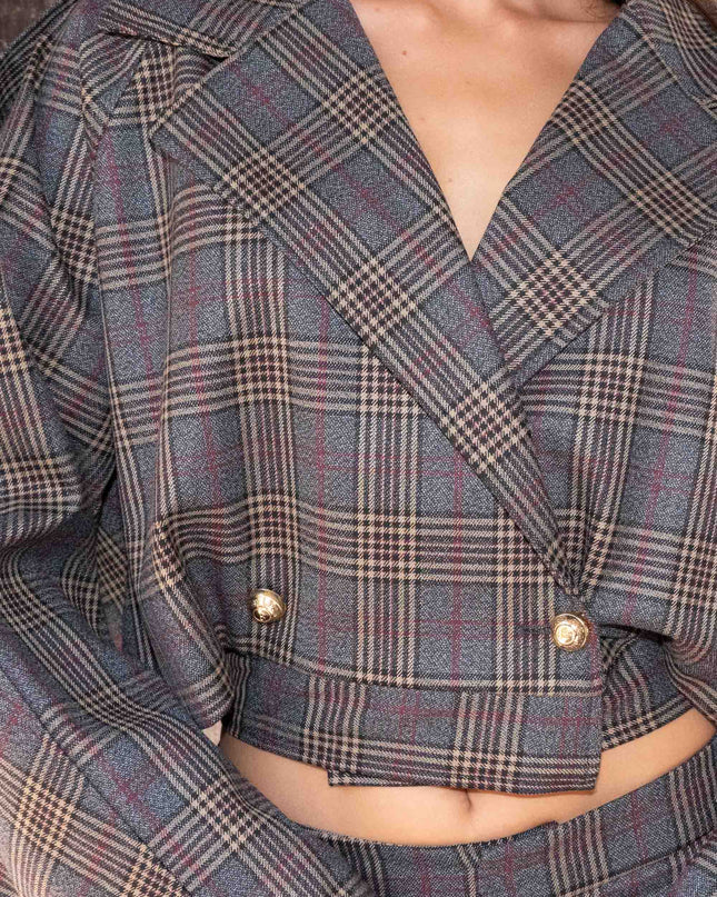 COM1309 COMPLETO TARTAN GRIGIO/BEIGE