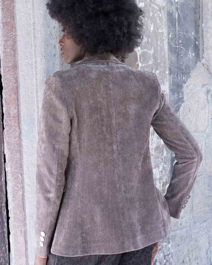 GIA1163 GIACCA IN VELLUTO TAUPE