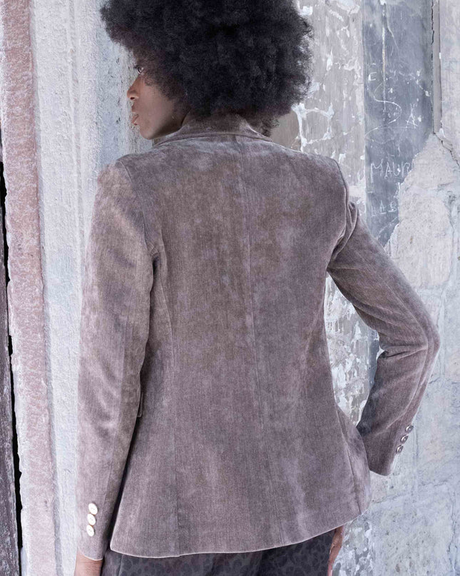 GIA1163 GIACCA IN VELLUTO TAUPE