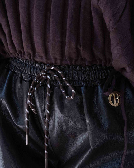 PAN5019 PANTALONE ECOPELLE NERO
