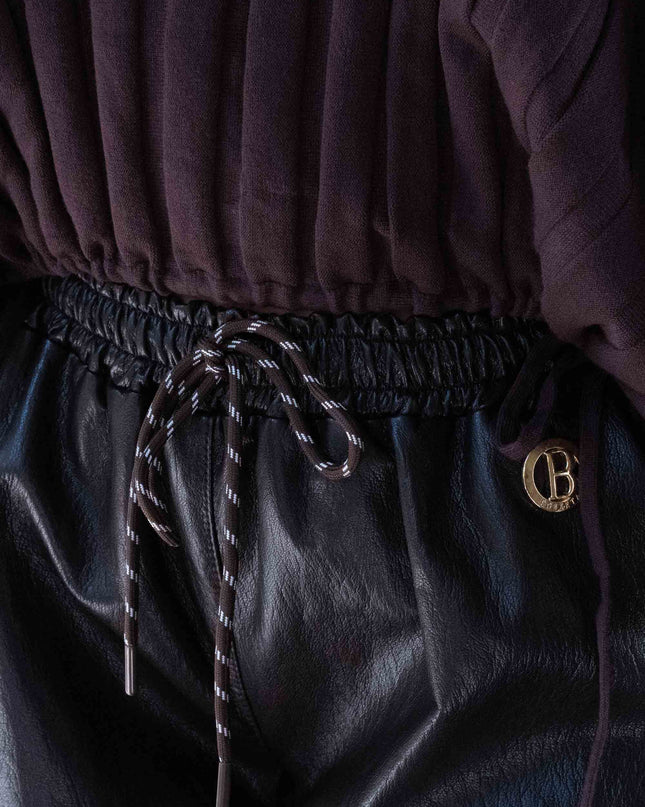PAN5019 PANTALONE ECOPELLE NERO