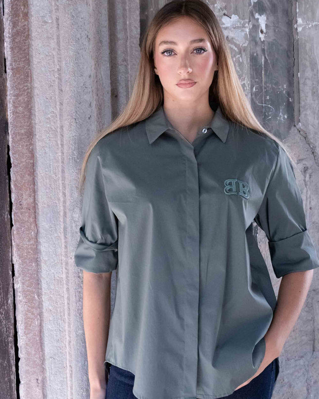 CAM1667 CAMICIA CON RICAMO BB VERDE