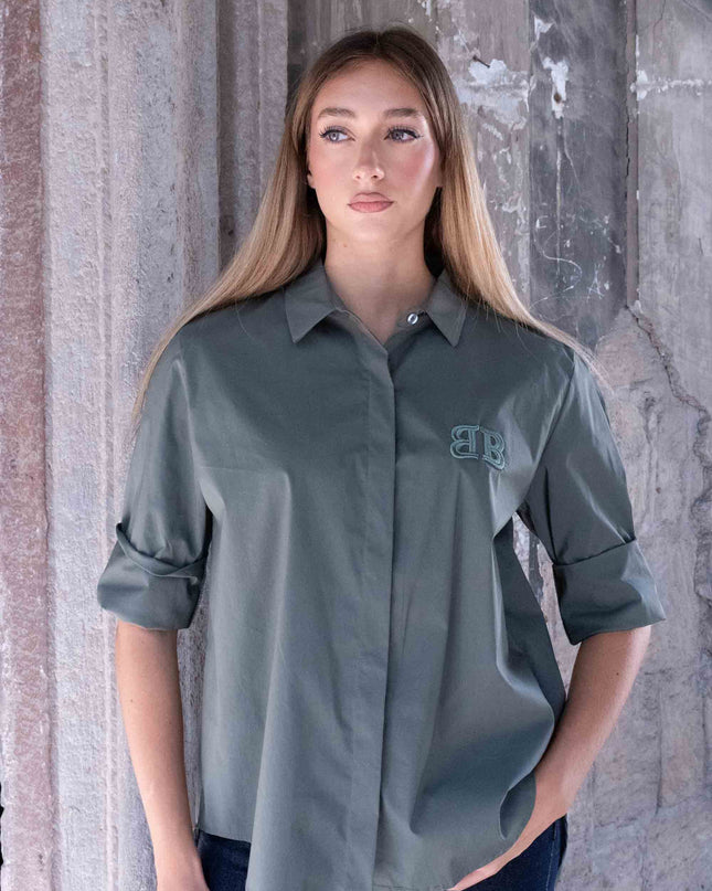 CAM1667 CAMICIA CON RICAMO BB VERDE
