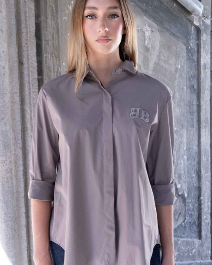 CAM1667 CAMICIA CON RICAMO BB TAUPE