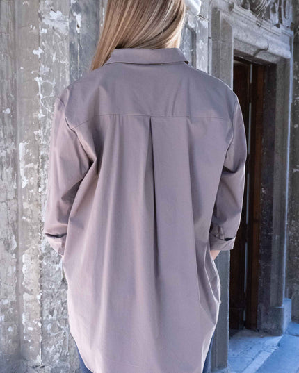 CAM1667 CAMICIA CON RICAMO BB TAUPE