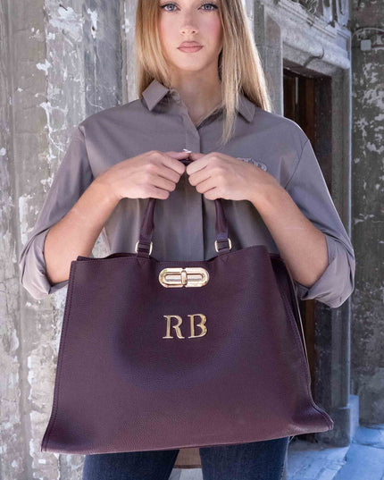 BO01907 BORSA GRANDE CON RB METAL BORDEAUX