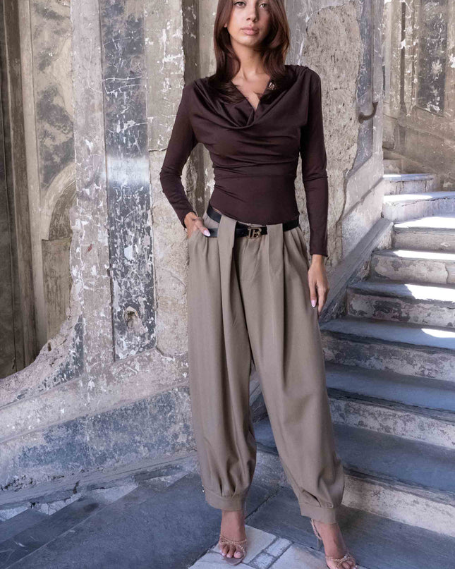 PAN4982 PANTALONE CON PENCE BEIGE