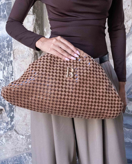 BO01905 BORSA CLUTCH INTRECCIATA CUOIO