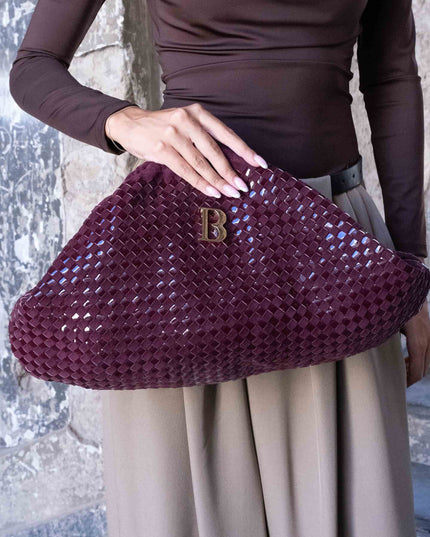 BO01905 BORSA CLUTCH INTRECCIATA BORDEAUX