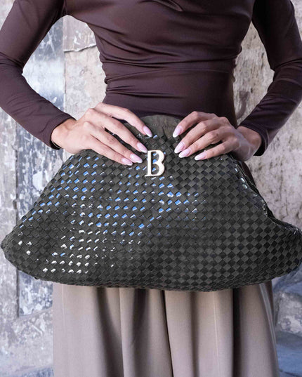 BO01905 BORSA CLUTCH INTRECCIATA VERDE