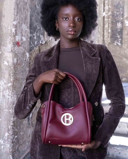 BO01914 BORSA CON LOGO TONDO BORDEAUX