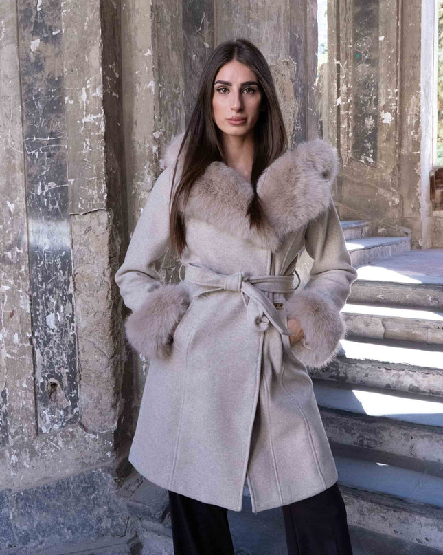 CAP0774 CAPPOTTO CON CAPPUCCIO BEIGE