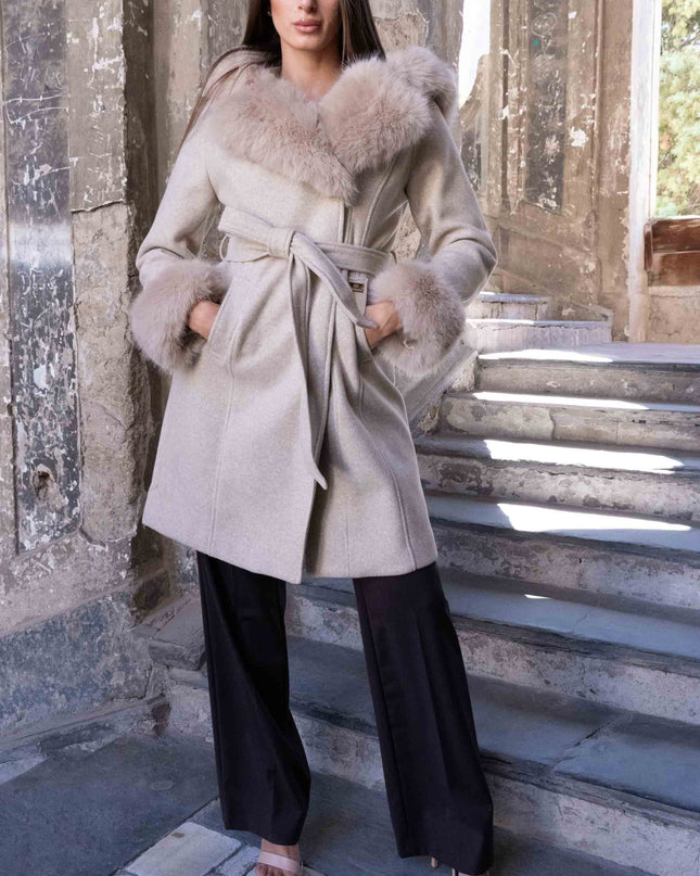 CAP0774 CAPPOTTO CON CAPPUCCIO BEIGE