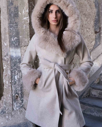 CAP0774 CAPPOTTO CON CAPPUCCIO BEIGE