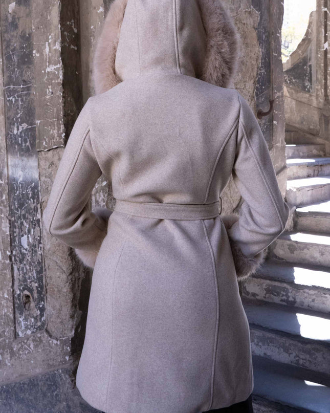 CAP0774 CAPPOTTO CON CAPPUCCIO BEIGE