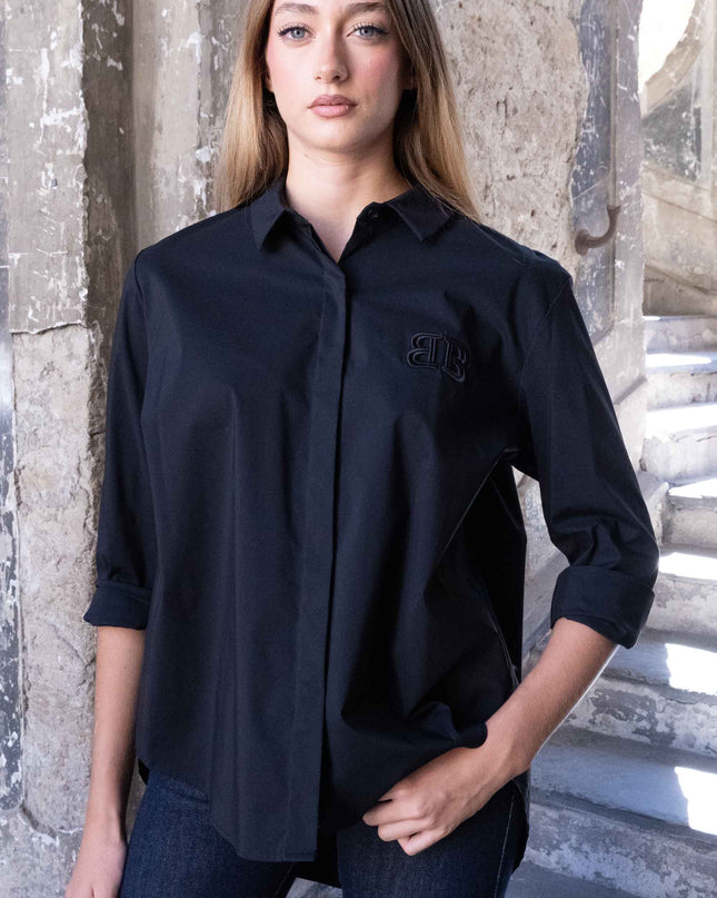 CAM1667 CAMICIA CON RICAMO BB NERO