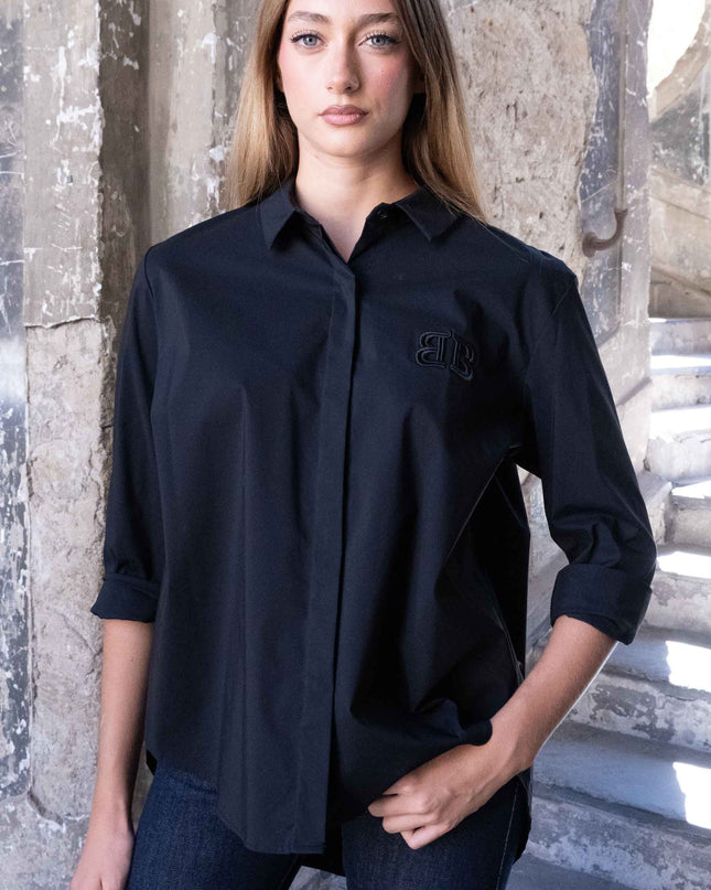 CAM1667 CAMICIA CON RICAMO BB NERO