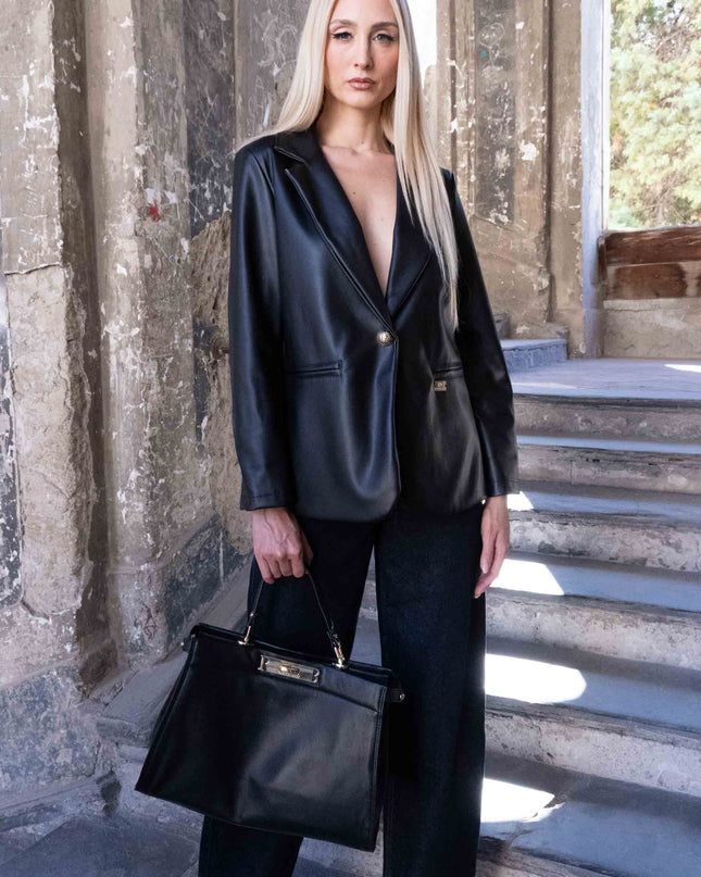 GIA1181 GIACCA ECOPELLE NERO