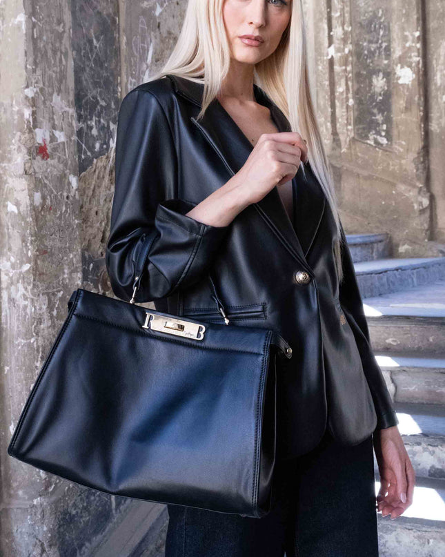 GIA1181 GIACCA ECOPELLE NERO