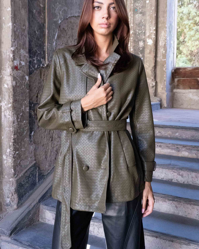 GIA1185 BLAZER ECOPELLE INTRECCIATO VERDE