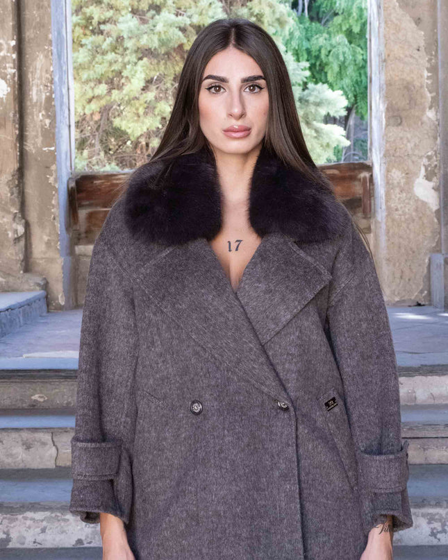 CAP0753 CAPPOTTO OVER CON COLLO BEBE MORO