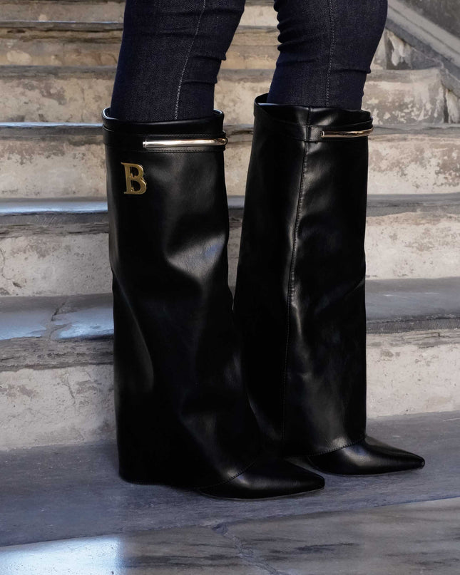 ST00027 STIVALE ALTO CON RISVOLTO NERO