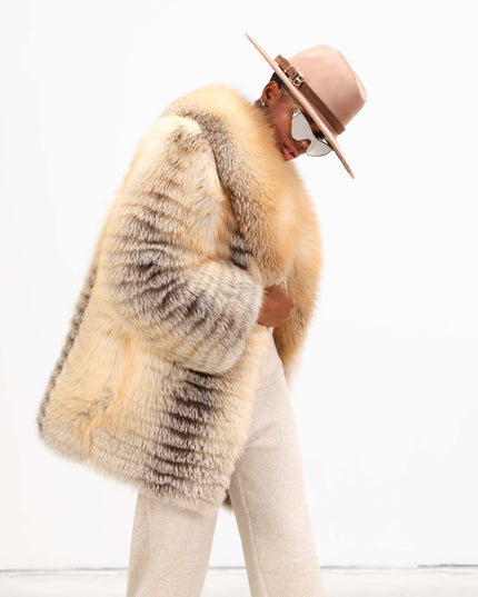 GIA1177 GIACCA LUNGA IN VOLPE BEIGE