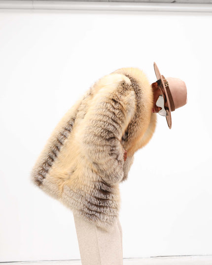 GIA1177 GIACCA LUNGA IN VOLPE BEIGE