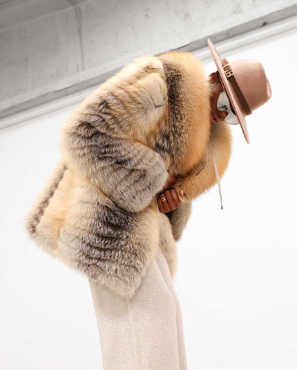 GIA1177 GIACCA LUNGA IN VOLPE BEIGE