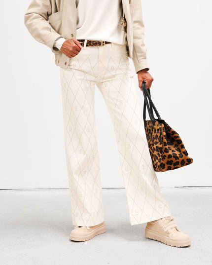 PAN4962 DENIM CON ROMBI STRASS CREMA