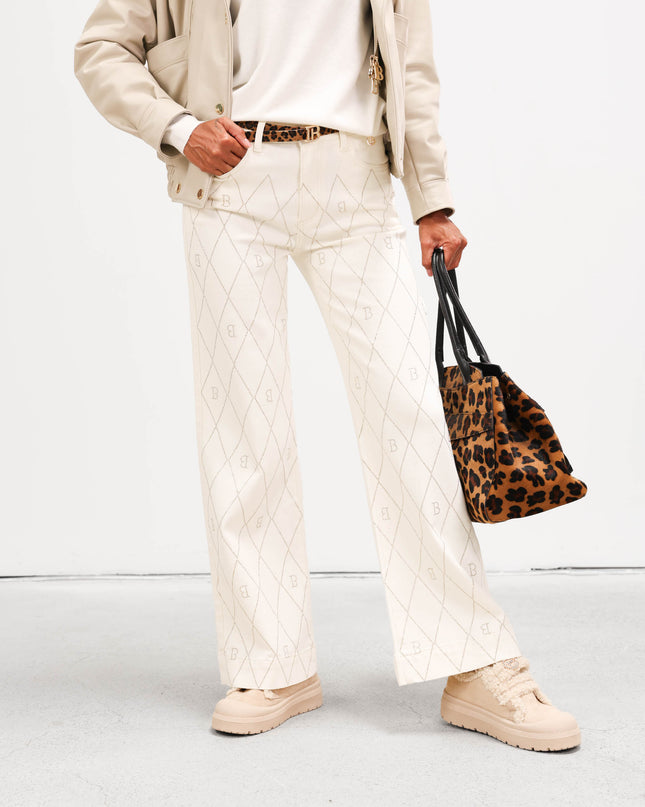 PAN4962 DENIM CON ROMBI STRASS CREMA