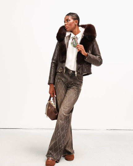 PAN4959 DENIM GAMBA AMPIA E ROMBI STRASS