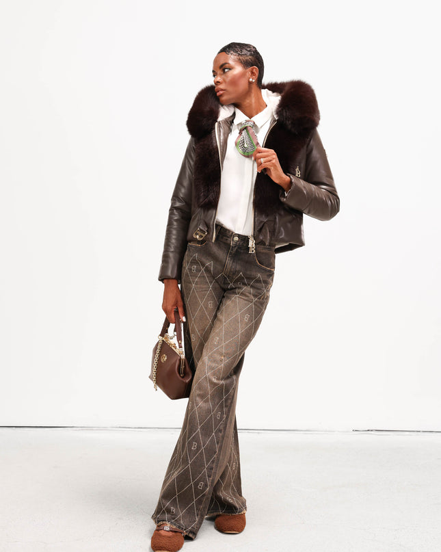 PAN4959 DENIM GAMBA AMPIA E ROMBI STRASS