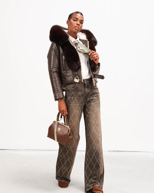 PAN4959 DENIM GAMBA AMPIA E ROMBI STRASS