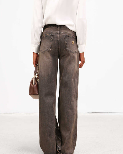PAN4959 DENIM GAMBA AMPIA E ROMBI STRASS