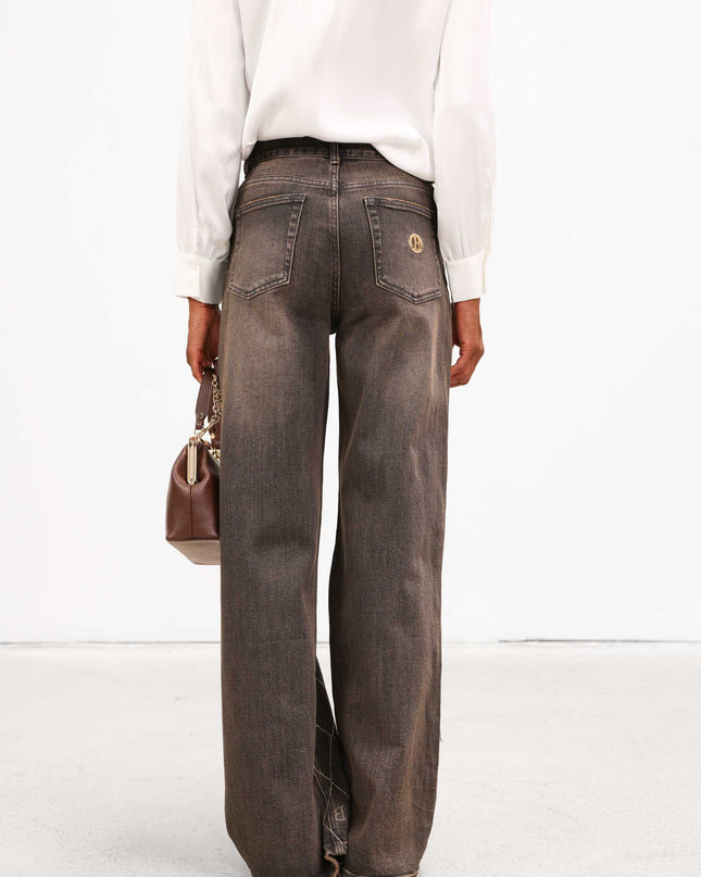 PAN4959 DENIM GAMBA AMPIA E ROMBI STRASS