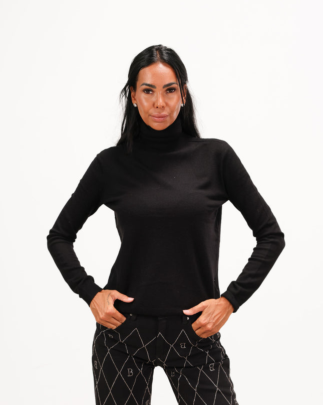 MAG8129 MAGLIA COLLO ALTO NERO