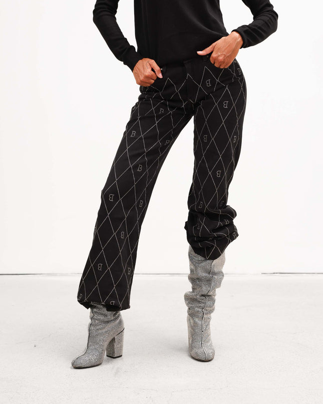 PAN4962 DENIM CON ROMBI STRASS NERO