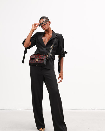 COM1267 TAILLEUR CON FIOCCHI SU MANICHE NERO