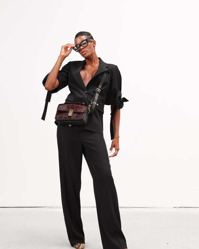 COM1267 TAILLEUR CON FIOCCHI SU MANICHE NERO