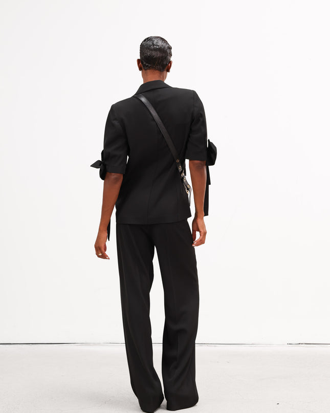 COM1267 TAILLEUR CON FIOCCHI SU MANICHE NERO