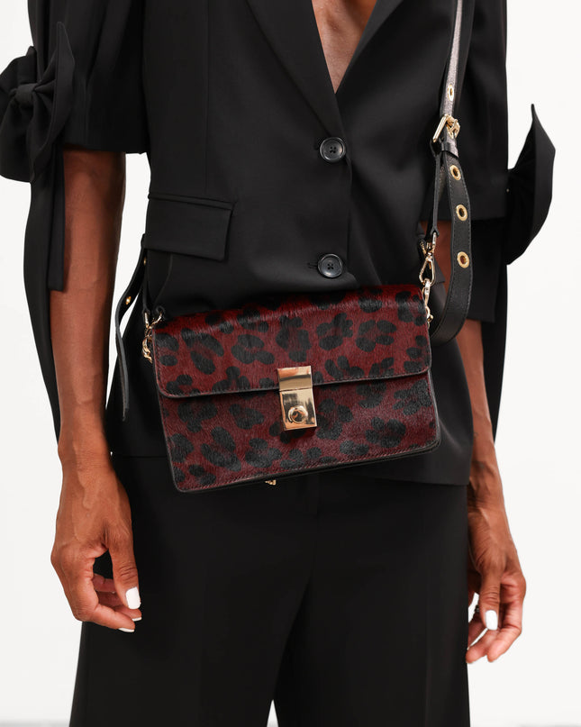 BO01872 BORSA IN CAVALLINO MACULATO BORDEAUX