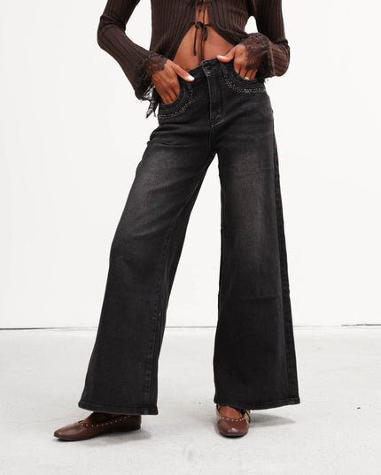 PAN4943 DENIM NERO CON STRASS