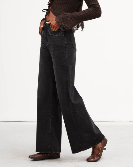 PAN4943 DENIM NERO CON STRASS