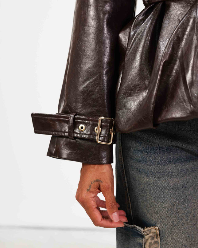 GIA172 GIACCA-TRENCH ECOPELLE MORO