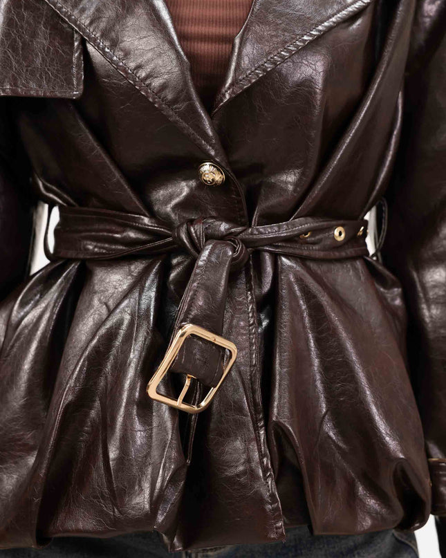 GIA172 GIACCA-TRENCH ECOPELLE MORO