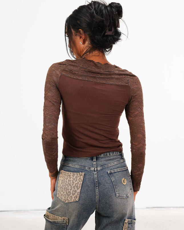 MAG8123 MAGLIA CON MANICA IN PIZZO MORO
