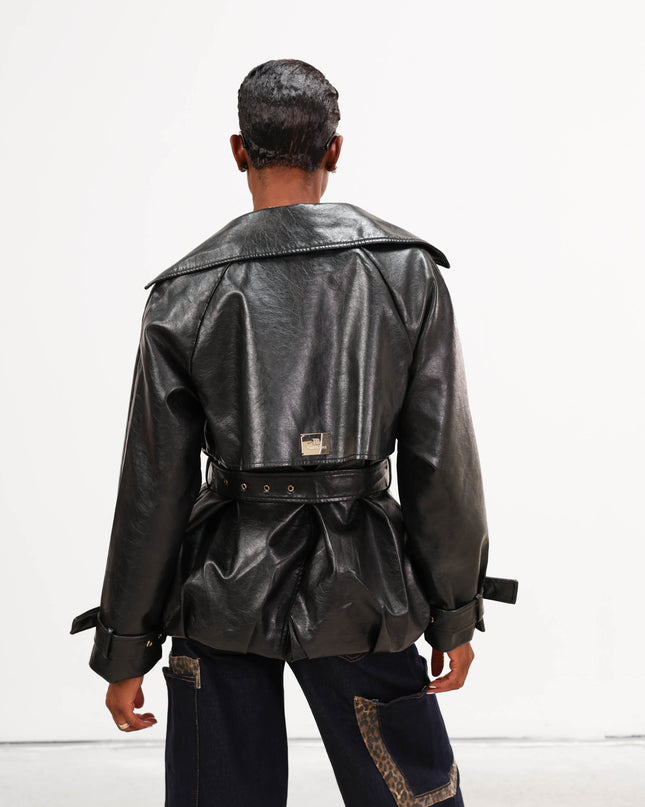 GIA1172 GIACCA-TRENCH ECOPELLE NERO