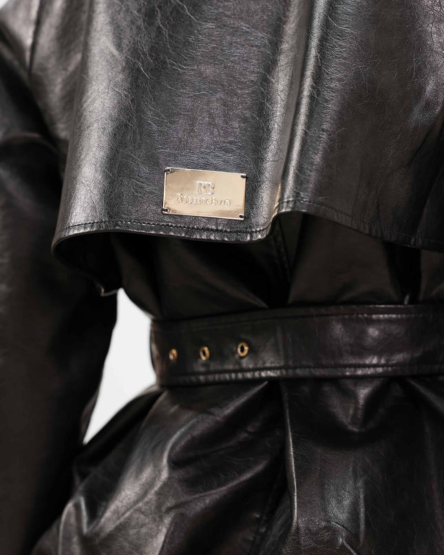 GIA1172 GIACCA-TRENCH ECOPELLE NERO