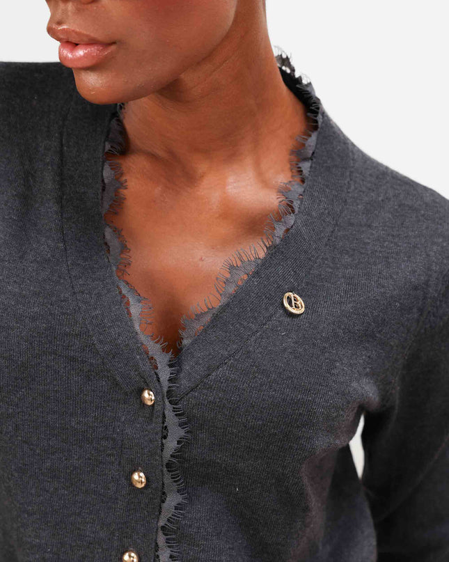 MAG8120 CARDIGAN CON PIZZO GRIGIO